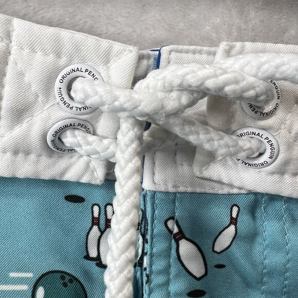 Penguin Swim Trunk Men’s 32 Bowling Pin Novelty Printed Beach Swim Shorts - Picture 5 of 11